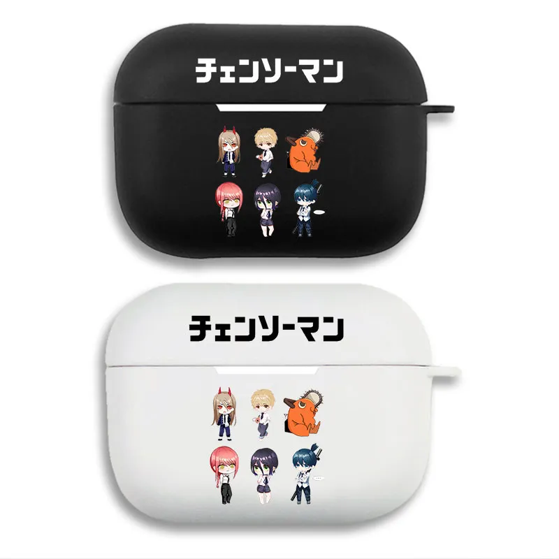 Chainsaw Man Chibi Characters Group Logo Matte Silicone Airpods Case