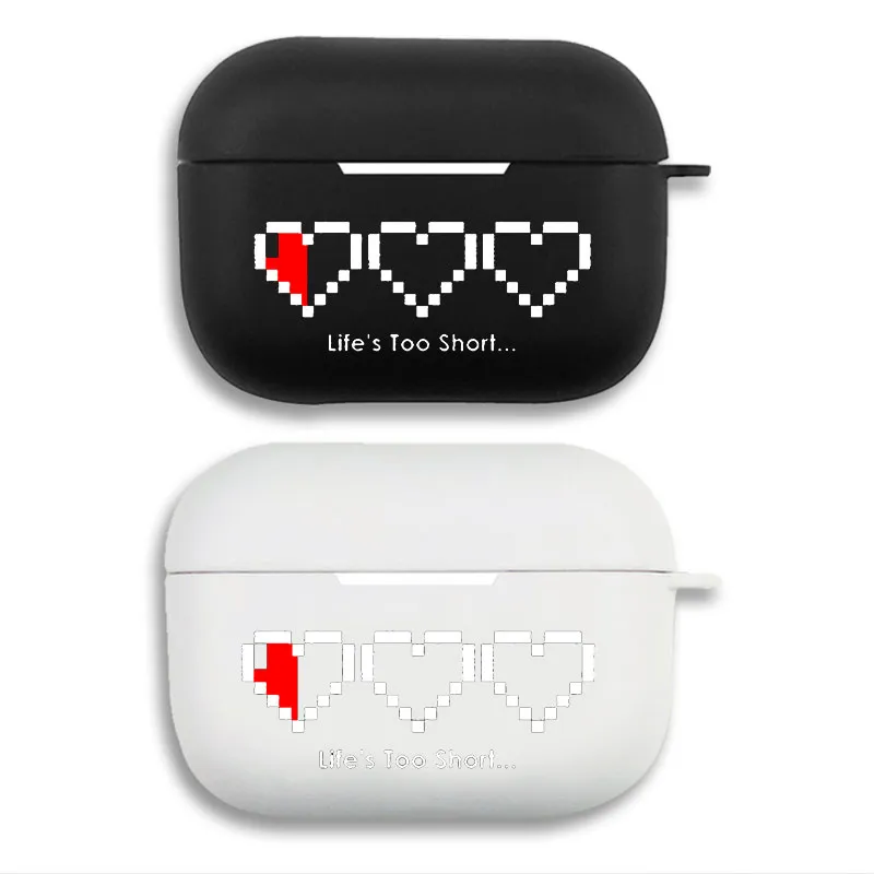 Pixel Heart Gaming Quote Life's Too Short Matte Silicone Airpods Case