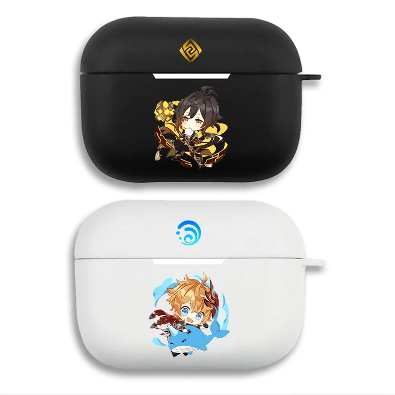 Original God Zhongli and Tartaglia Chibi - Matte Printing Silicone Separation Airpods Case