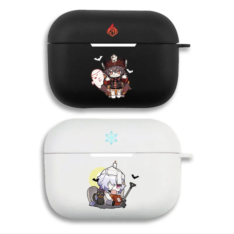 Original God Hu Tao Qiqi Chibi Matte AirPods Case with Lanyard