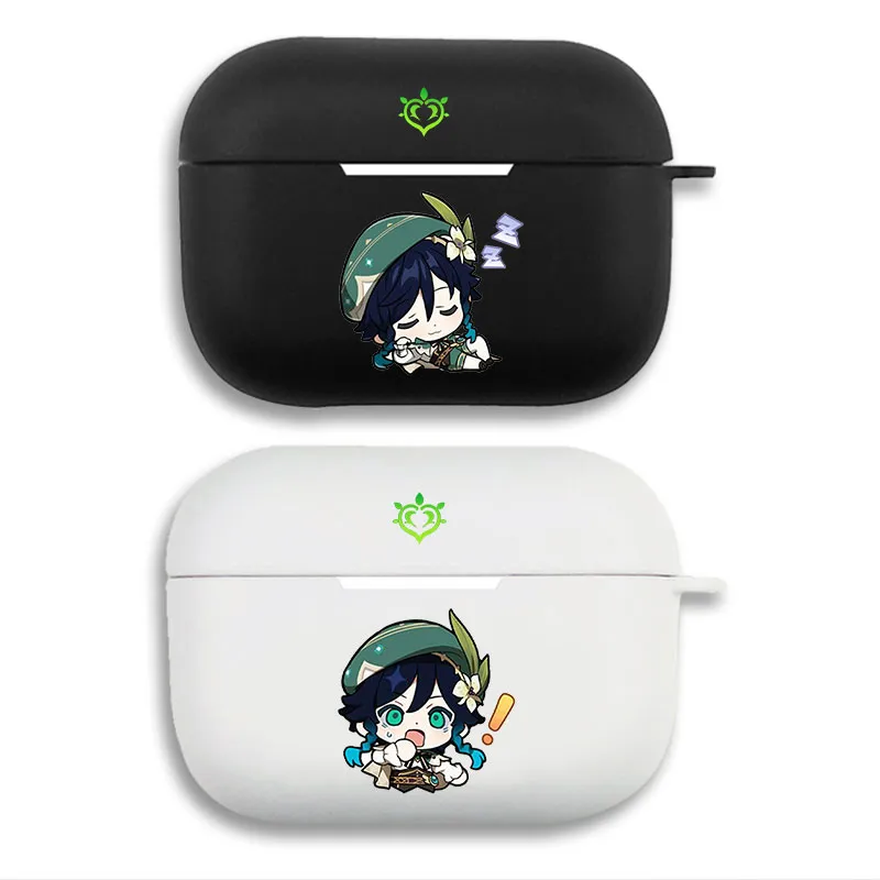 Original God Venti Dendro Chibi Matte AirPods Case with Lanyard