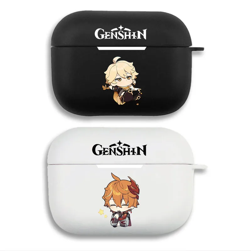 Original God Childe Tartaglia AAlien Visitorher Chibi Matte AirPods Case with Lanyard
