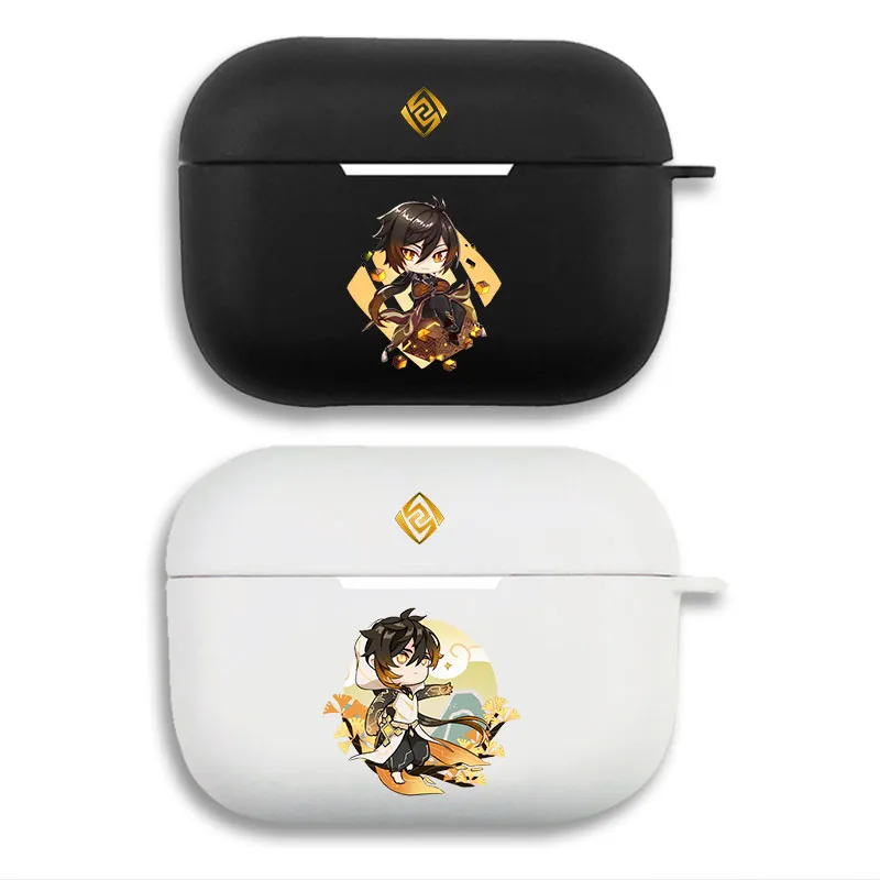 Original God Zhongli Chibi Matte AirPods Case with Lanyard