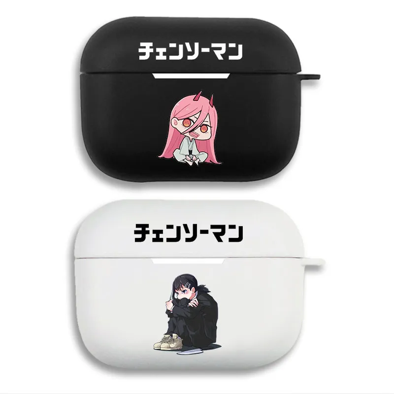 Chainsaw Man — Power Chibi & Kobeni Squatting Anime Matte Silicone AirPods Case