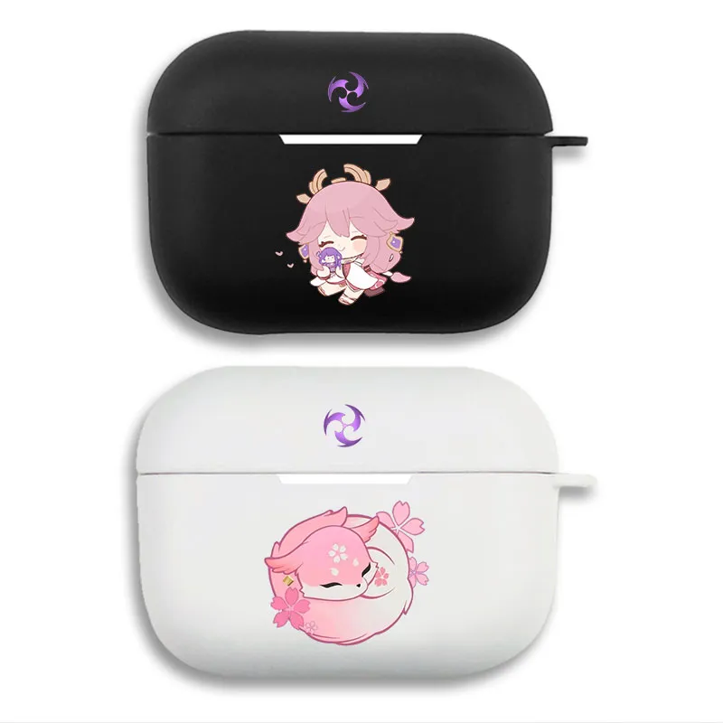 Original God — Yae Miko Chibi Fox Form Electro Emblem Matte Silicone AirPods Case