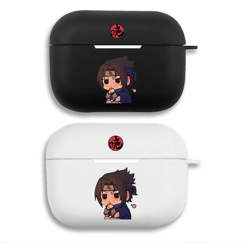 Ninja Anime - Sasuke Uchiha Akatsuki Red Cloud Logo Cute Chibi Matte Silicone AirPods Pro Case
