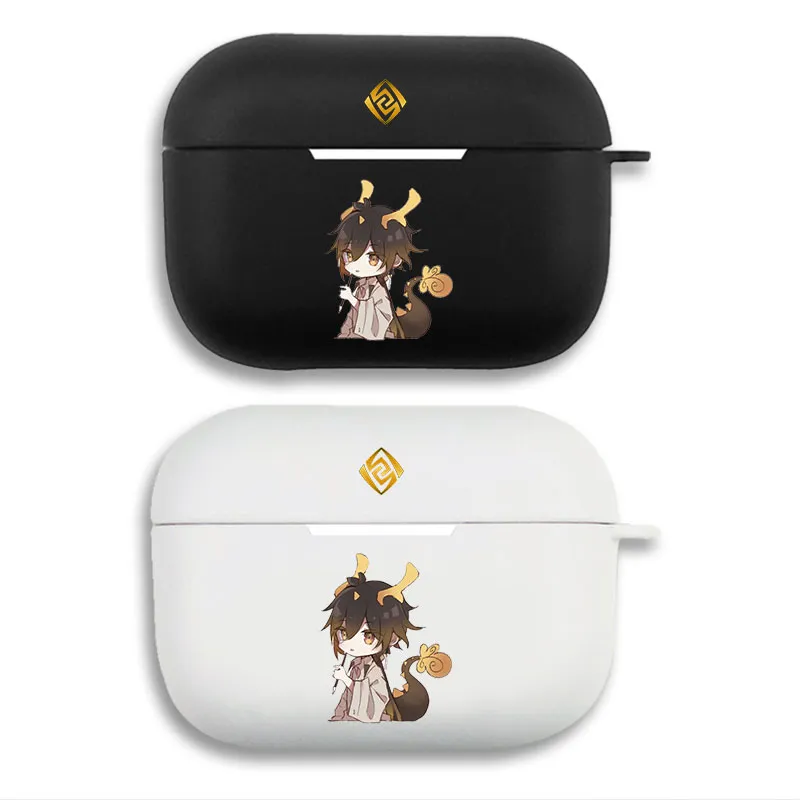 Original God - Zhongli Geo Element Dragon Horns Cute Chibi Matte Silicone AirPods Pro Case