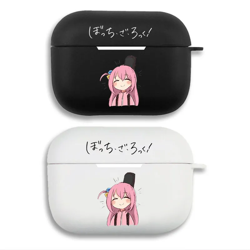 Bocchi the Rock Hitori Gotoh Smiling with Guitar - Cute Anime Chibi Matte Silicone AirPods Case