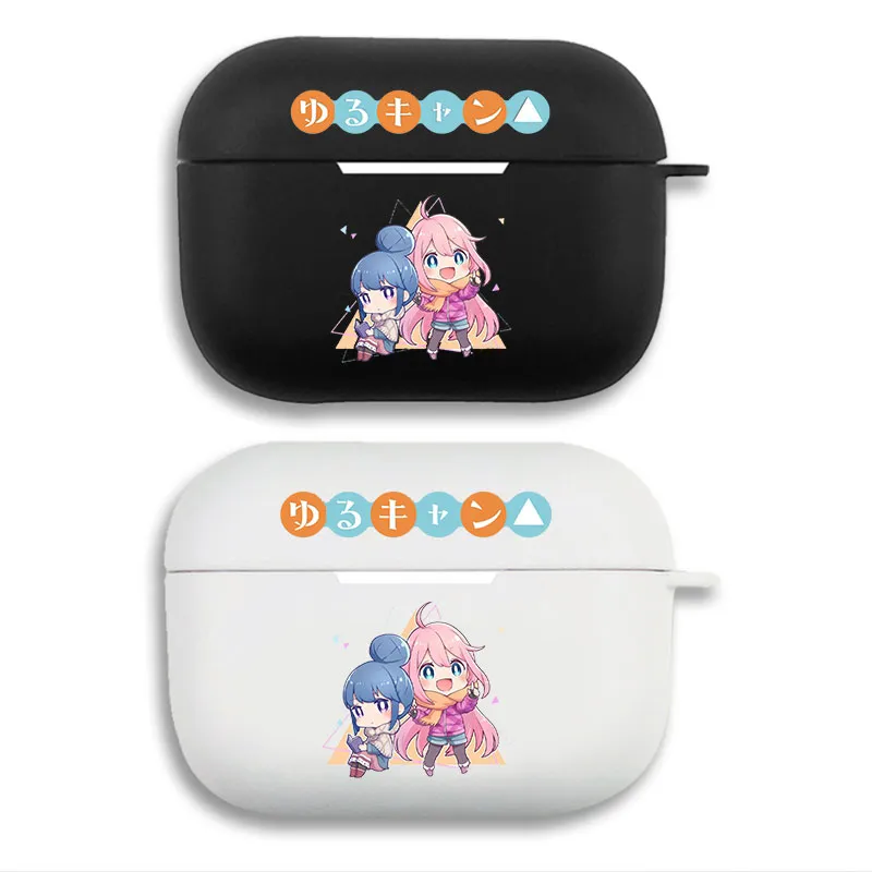 Laid-Back Camp Rin Shima & Nadeshiko Kagamihara - Cute Anime Chibi Matte Silicone AirPods Case