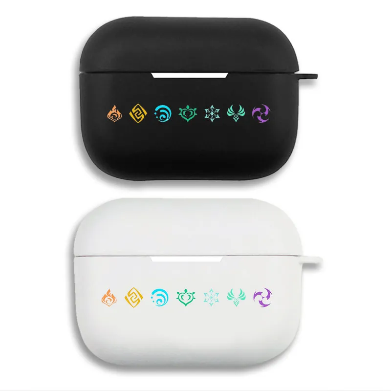Original God All 7 Elements Symbols - Gamer Anime Matte Silicone AirPods Case