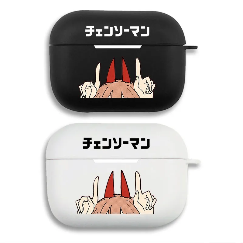 Chainsaw Man Power Peeking Middle Fingers - Funny Anime Matte Silicone AirPods Case