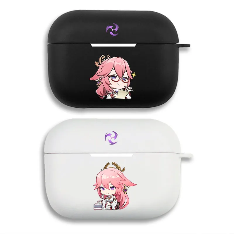 Original God Yae Miko & Electro Symbol - Cute Anime Matte Silicone AirPods Case