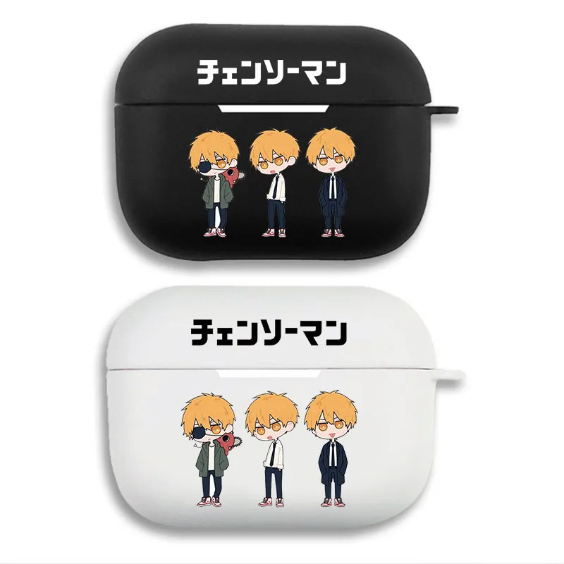 Chainsaw Man Denji Pochita Chibi Graphic Print Matte Silicone AirPods Case