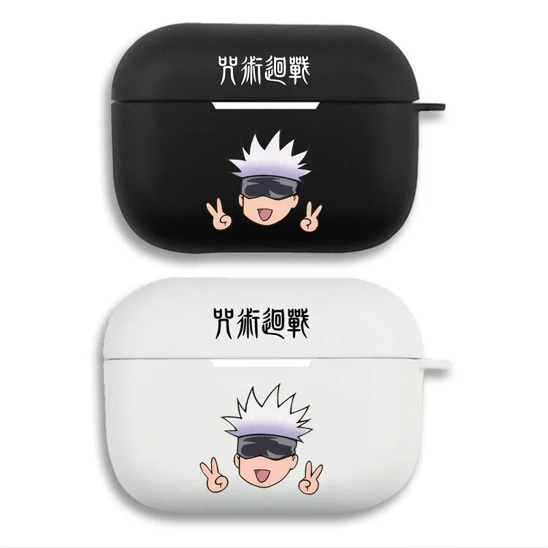 Curse Exorcist - Satoru Gojo Cute Chibi Peace Sign Anime Print Matte Silicone AirPods Case