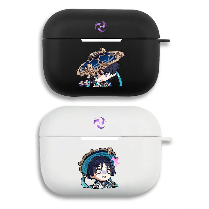 Original God - Scaramouche Wanderer Cute Chibi Anime Print Matte Silicone AirPods Case