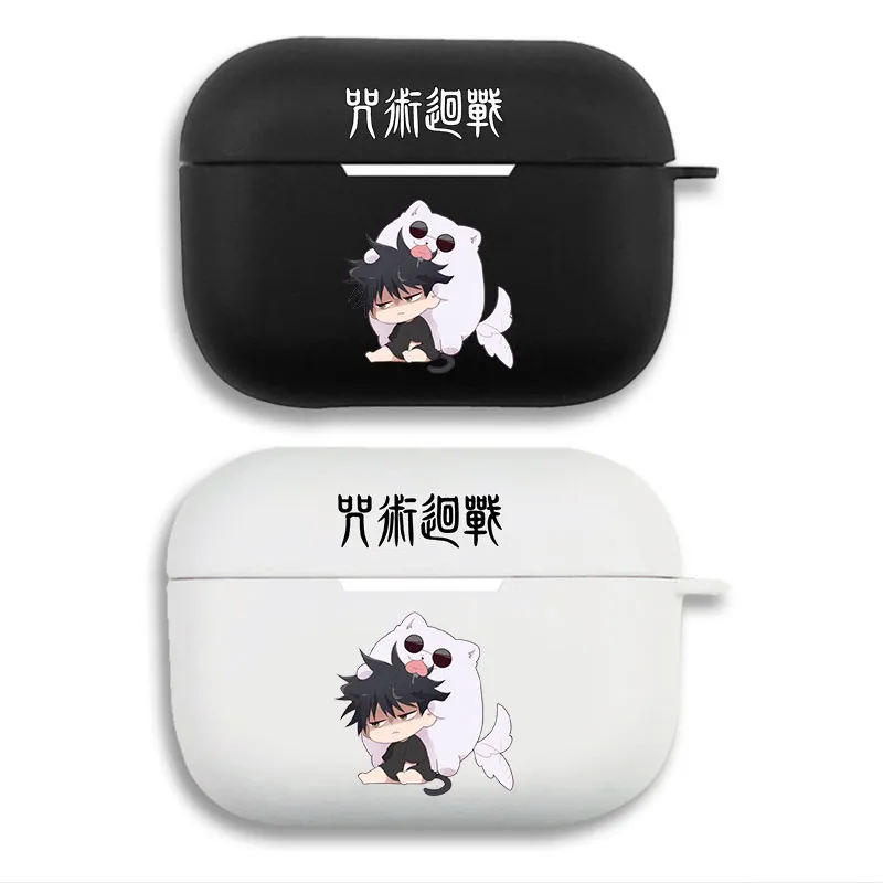 Curse Exorcist Megumi & Gojo Cat - Cute Chibi Anime Printed Matte Silicone AirPods Case