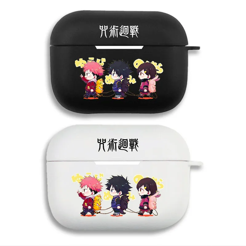 Curse Exorcist Yuji Megumi Nobara - Chibi Anime Trio Printed Matte Silicone AirPods Case