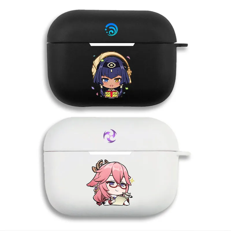 Original God Candace & Yae Miko - Cute Chibi Game Character Printed Matte Silicone AirPods Case