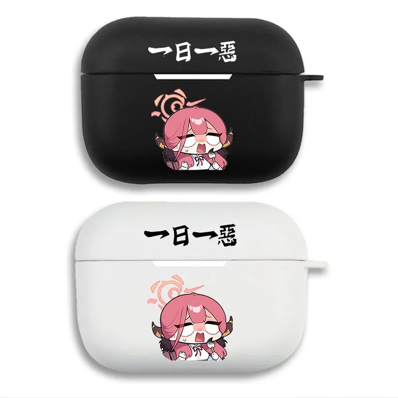 Blue Archive Aru Rikuhachima - Cute Chibi Graphic Print Matte Silicone AirPods Case