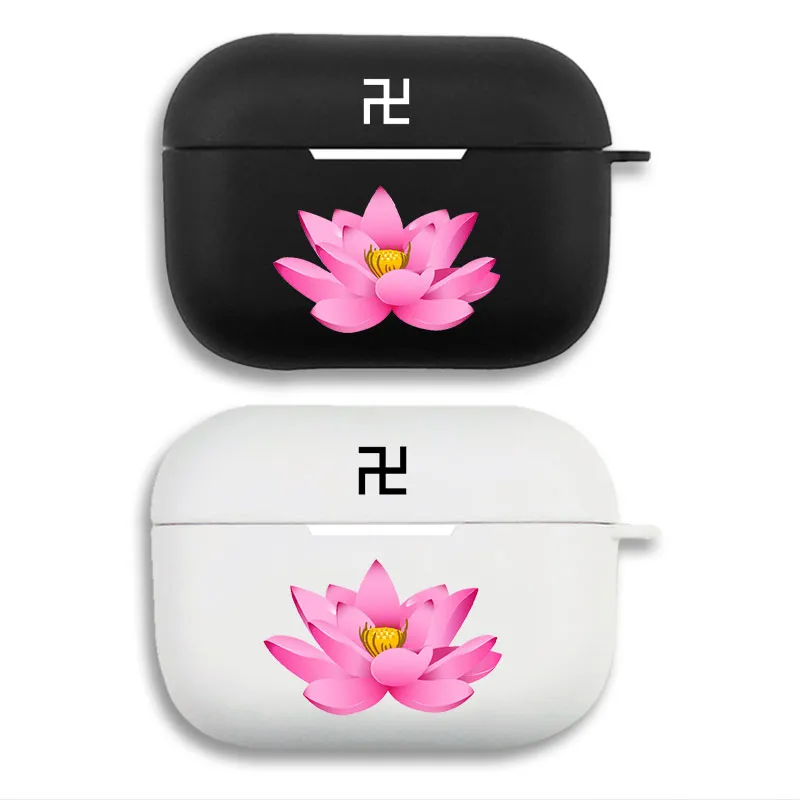 Buddhism Swastika & Lotus Flower - Spiritual Religious Symbol Matte Silicone AirPods Case