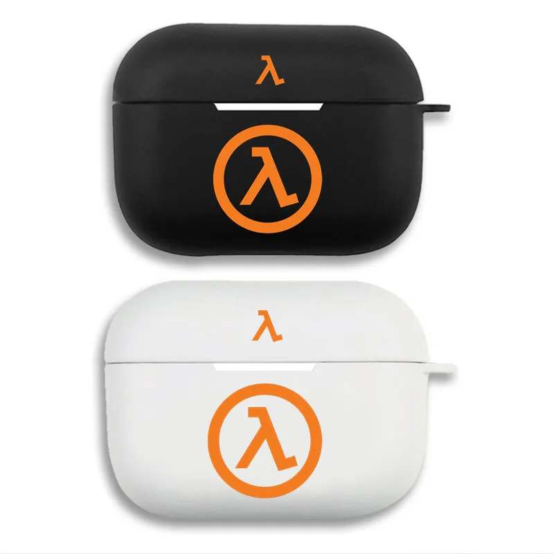 Half-Life Lambda Logo Orange Video Game Graphic Print Matte Silicone AirPods Case