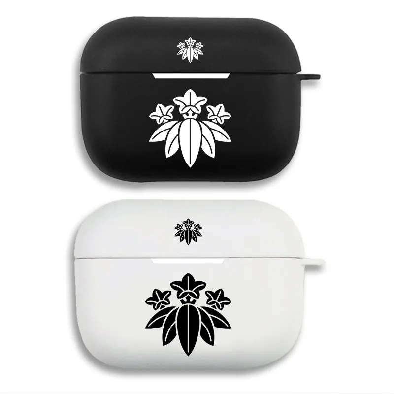 Japanese Kamon Minamoto Clan Sasa Rindo Crest Graphic Print Matte Silicone AirPods Case