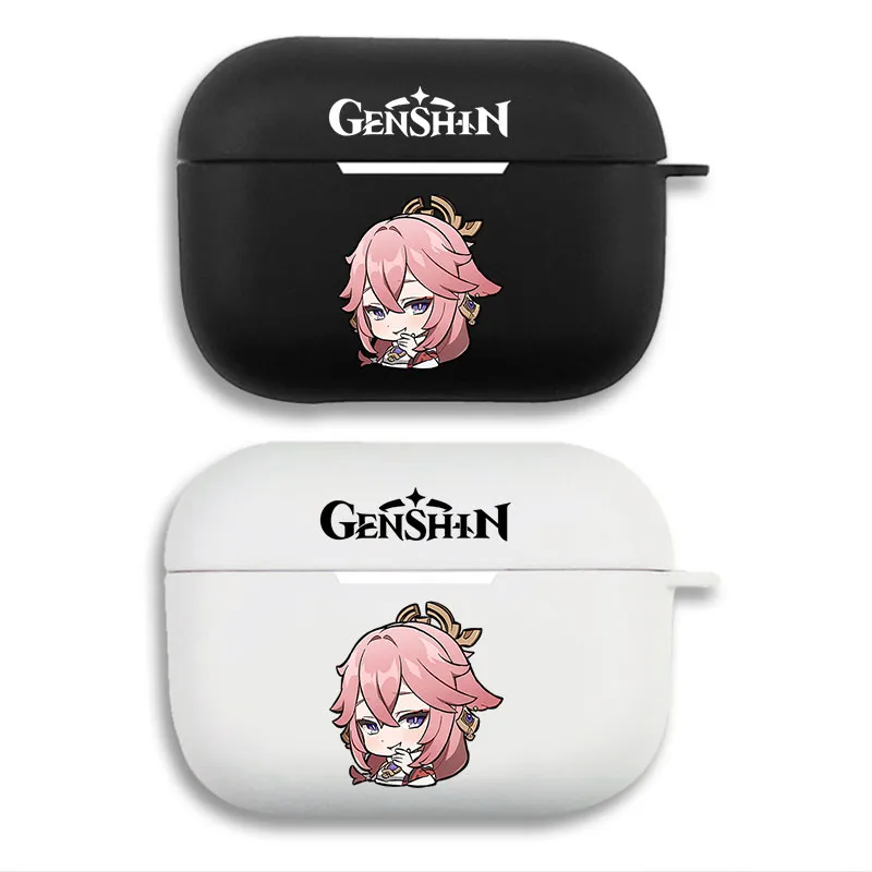 Original God Yae Miko Chibi Game Graphic Print Matte Silicone AirPods Case