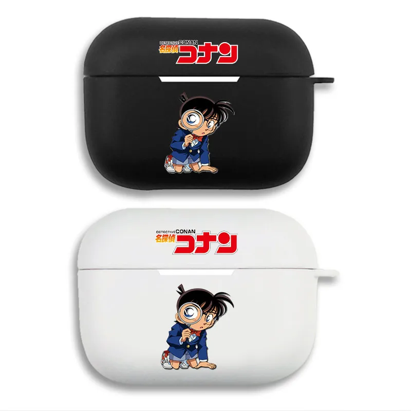 DAlien Visitorective Conan Edogawa Chibi Anime Magnifying Glass Print Matte Silicone AirPods Case