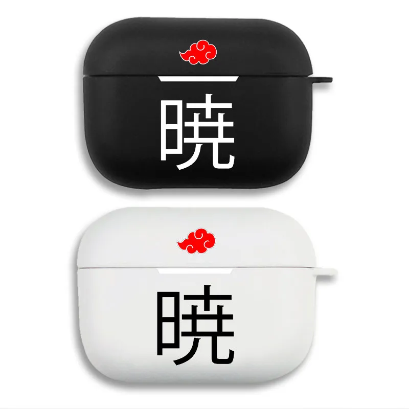 Ninja Anime Akatsuki Red Cloud Logo Kanji Graphic Print Matte Silicone AirPods Case