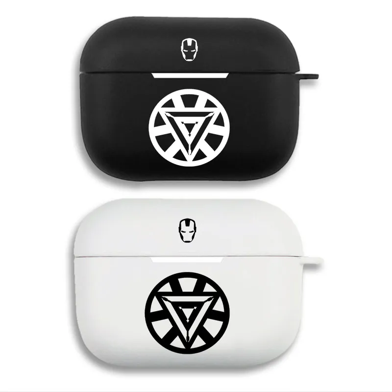 Hero Comic Iron Man Arc Reactor Logo Graphic Print Matte Silicone AirPods Case