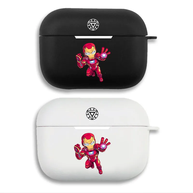 Hero Comic Iron Man Chibi Arc Reactor Graphic Print Matte Silicone AirPods Case