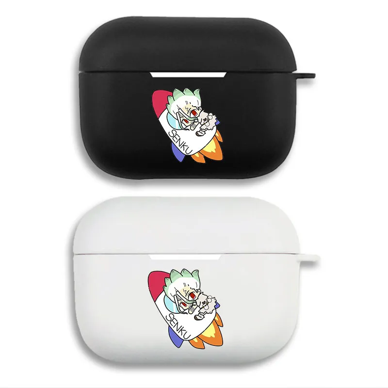 Dr. STONE Ishigami Senku Chibi Anime RockAlien Visitor Print Matte Silicone AirPods Case