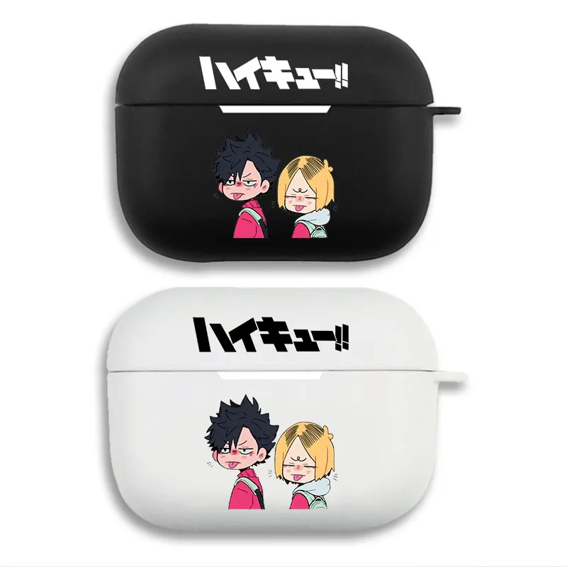 Haikyuu Kuroo and Kenma Chibi Graphic Print Matte Silicone AirPods Case