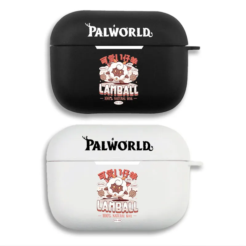 Palworld Lamball 100% Natural Wool Logo Graphic Print Matte Silicone AirPods Case