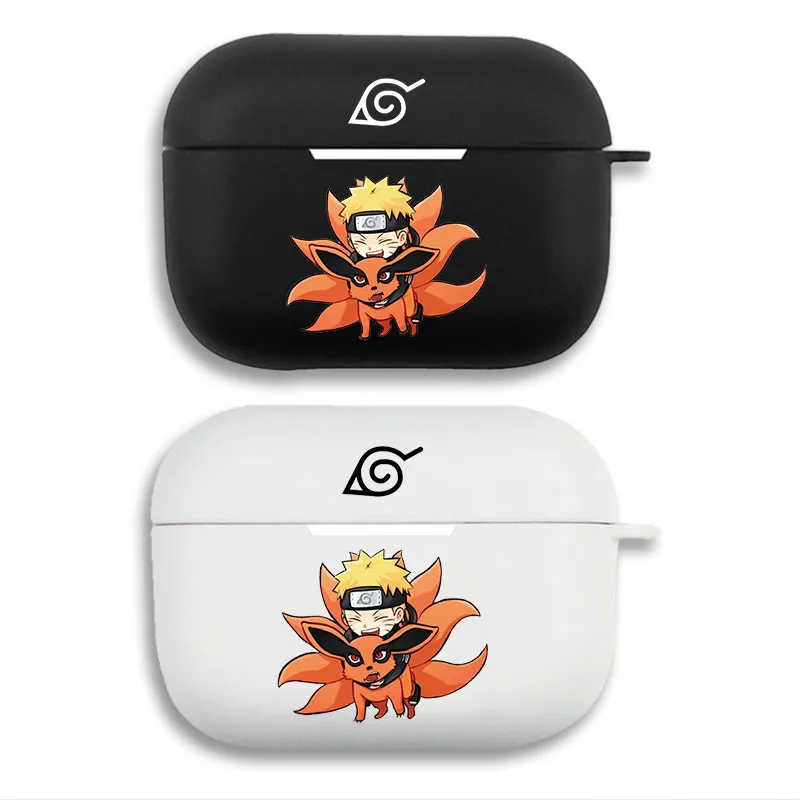 Ninja Anime Uzumaki & Kurama Nine-Tails Fox Cute Chibi Print Matte Silicone AirPods Case