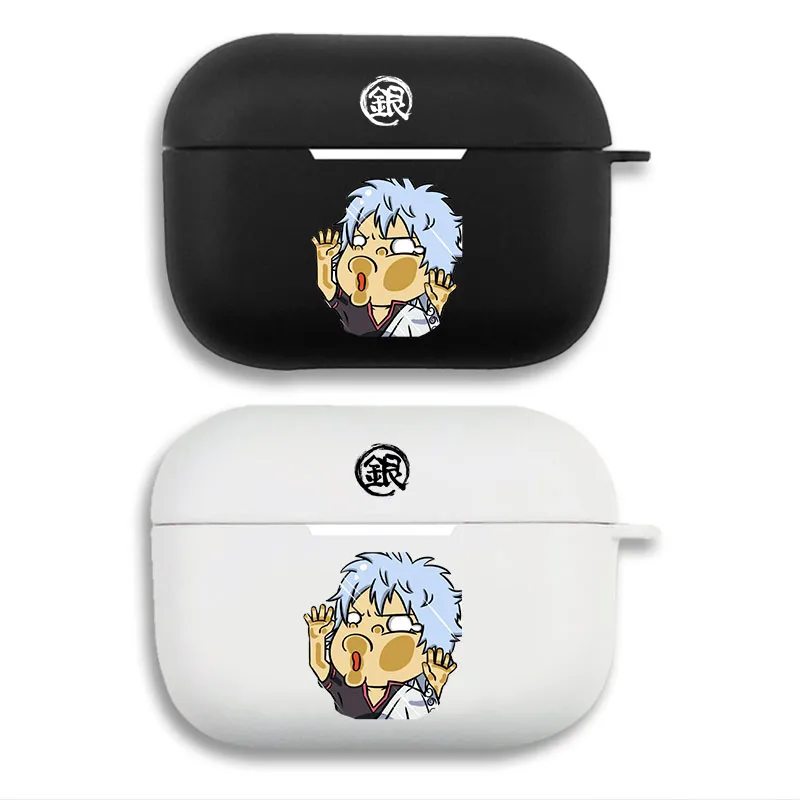 Samurai Parody Gintoki Sakata Funny Face Cute Chibi Print Matte Silicone AirPods Case