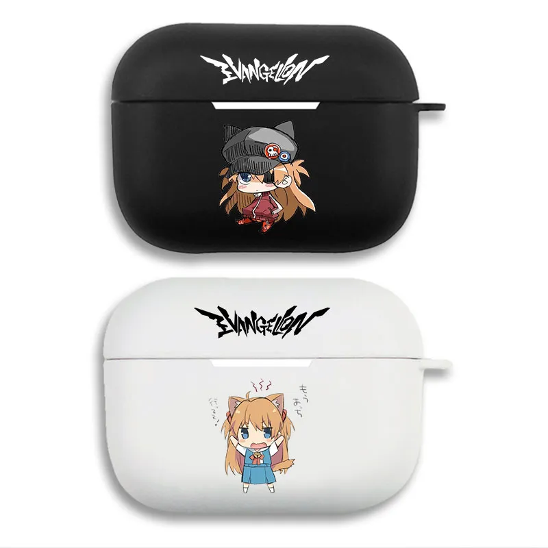 EVA Anime Asuka Langley Shikinami Neko Hat Cute Chibi Print Matte Silicone AirPods Case
