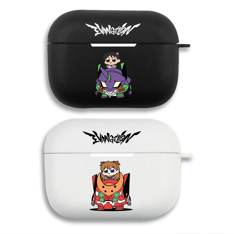 EVA Anime Shinji Unit 01 Asuka Unit 02 Cute Chibi Print Matte Silicone AirPods Case