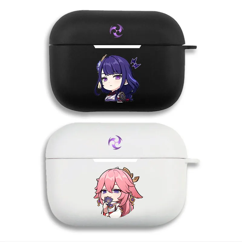 Original God Raiden Shogun and Yae Miko — Electro Symbol Cute Chibi Graphic Matte Soft Silicone AirPods Case