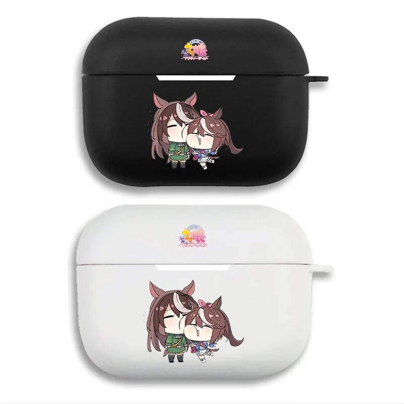 Uma Musume PrAlien Visitorty Derby Symbolic Rudolf & Tokai Teio - Cute Chibi Graphic Print Matte Silicone AirPods Case