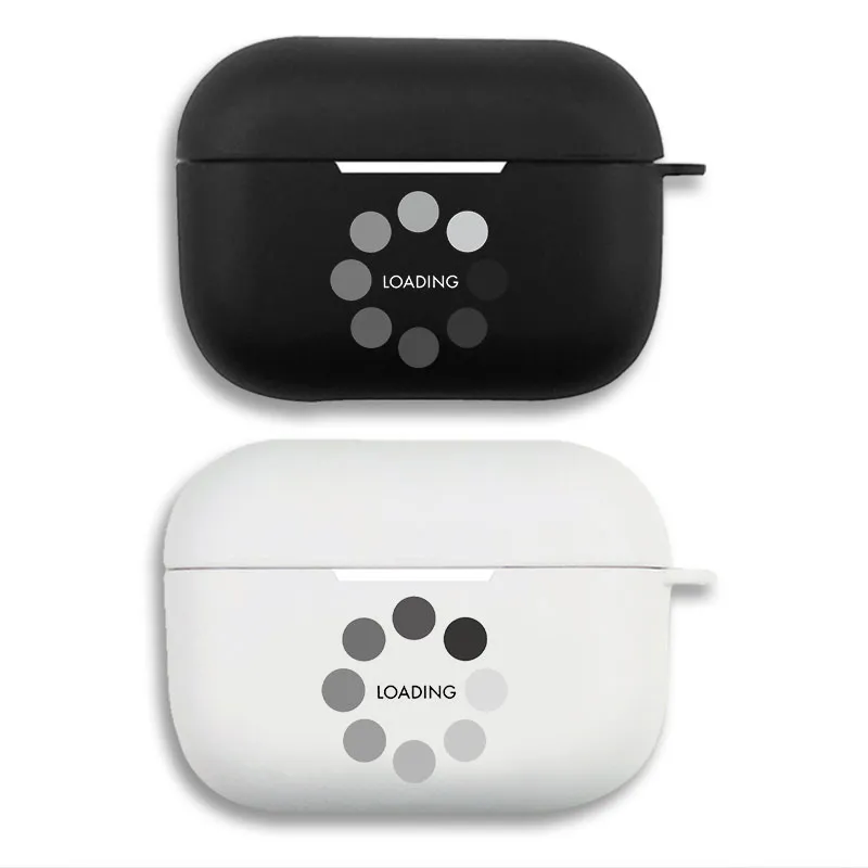 Funny Computer Tech Loading Icon - Minimalist Graphic Print Matte Silicone AirPods Case