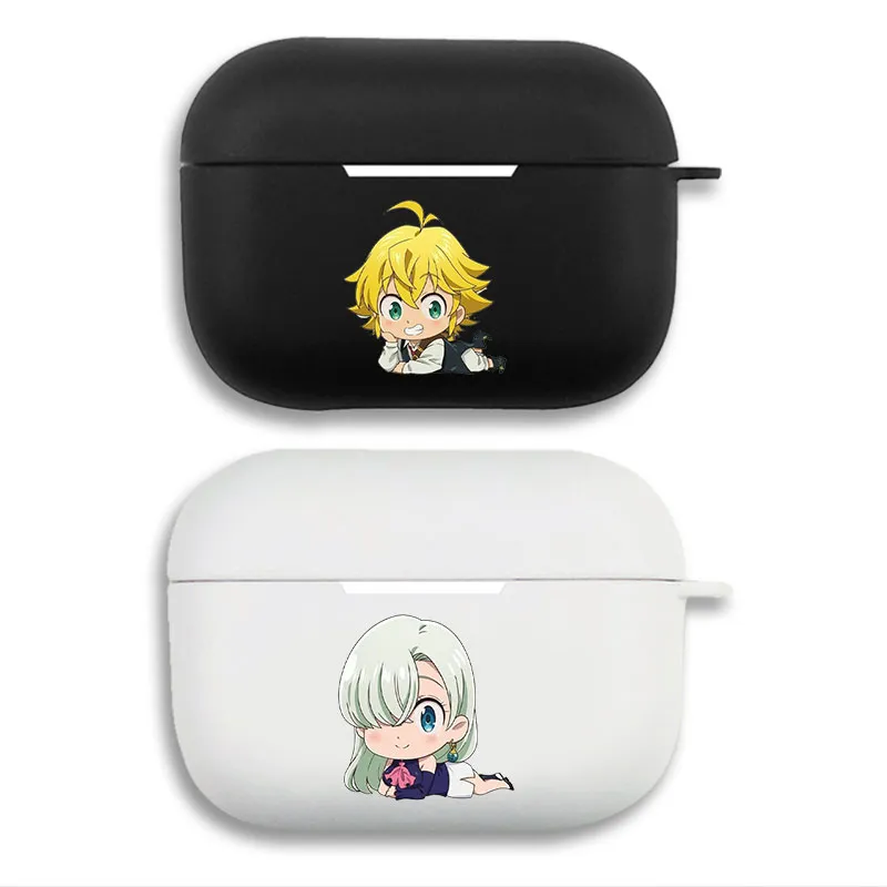 Seven Deadly Sins Meliodas and ElizabAlien Visitorh Chibi Graphic Print Matte Silicone AirPods Case