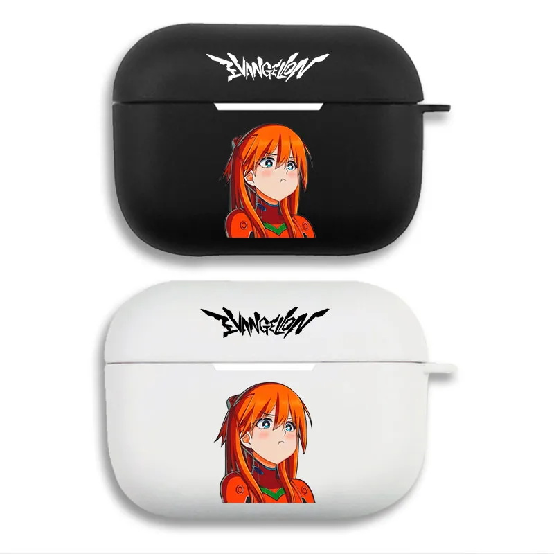 EVA Anime Asuka Langley Cute Pouting Anime Character Graphic Print Matte Silicone AirPods Case