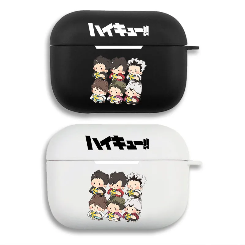 Haikyuu Anime Characters Group Chibi Graphic Print Matte Silicone AirPods Case
