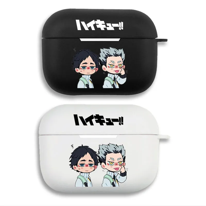Haikyuu Bokuto and Akaashi BokuAka Chibi Graphic Print Matte Silicone AirPods Case