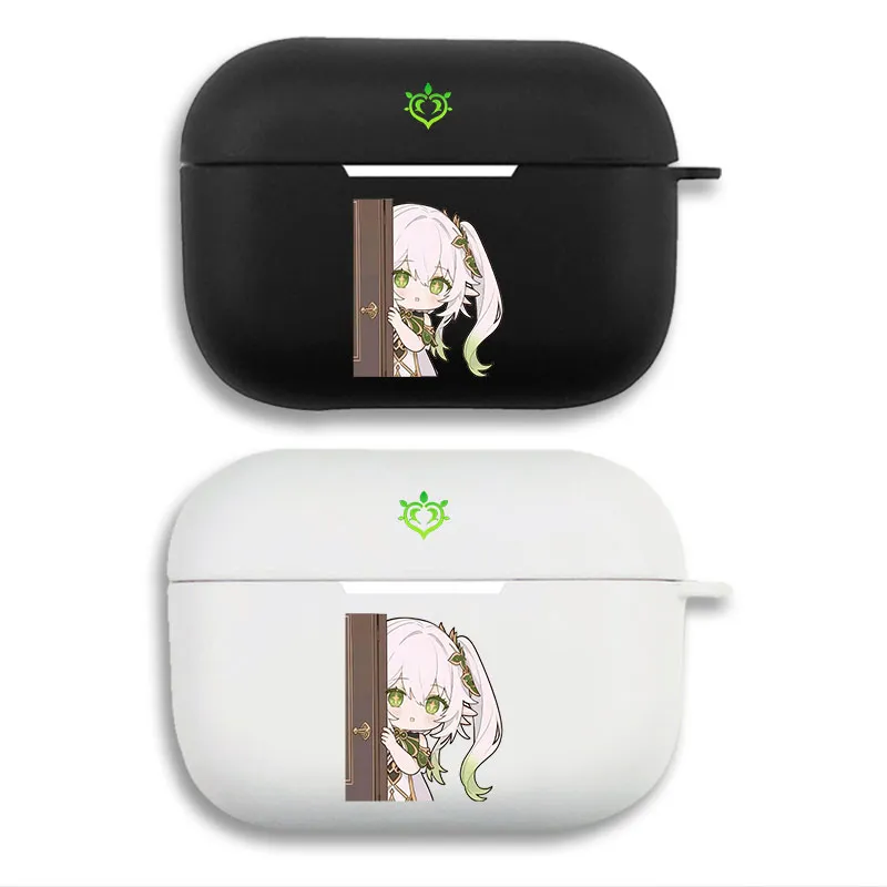 Original God Nahida Chibi Peeking Graphic Print Matte Silicone AirPods Case