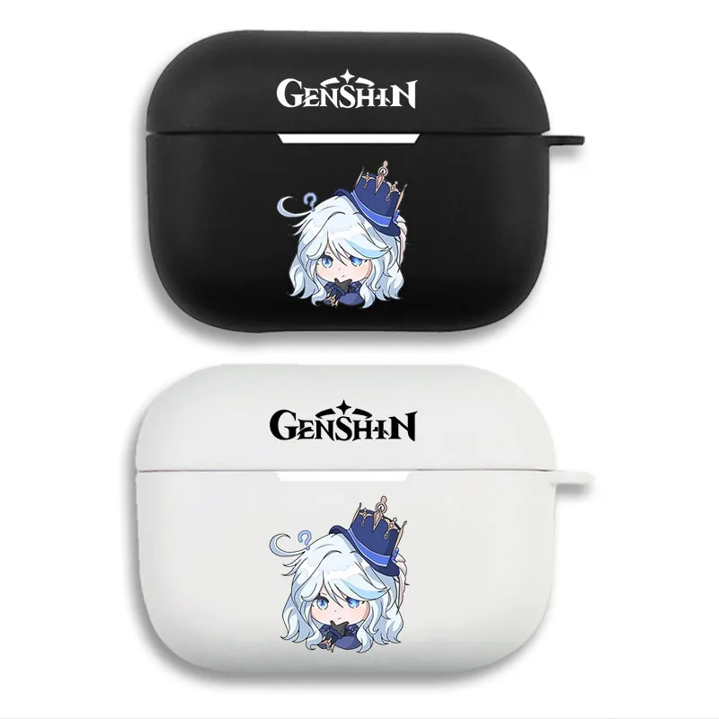 Original God Furina Chibi Graphic Print Matte Silicone AirPods Case