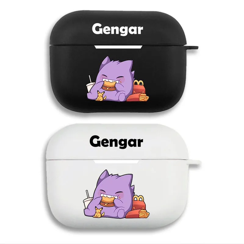Creature Collection Gengar Eating Burger Cute Graphic Print Matte Silicone AirPods Case