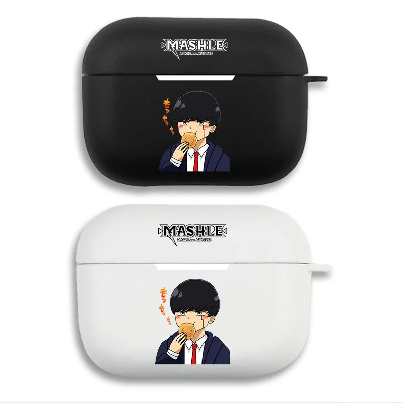 Mashle Magic and Muscles Mash Burnedead Eating Cream Puff Matte Silicone AirPods Case