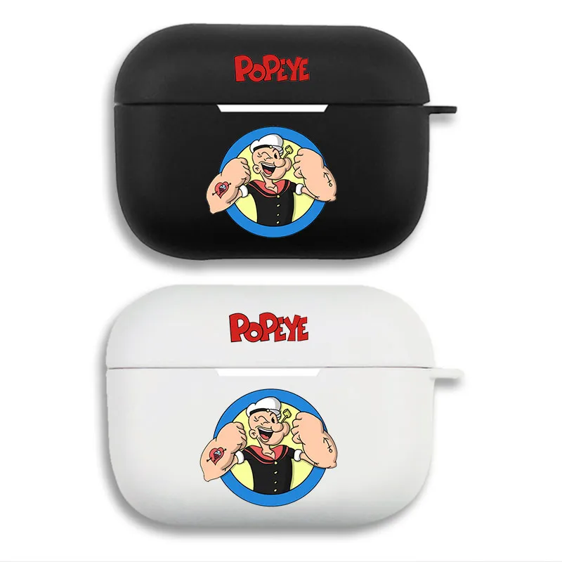 Popeye the Sailor Man Strong Graphic Print Matte Silicone AirPods Case